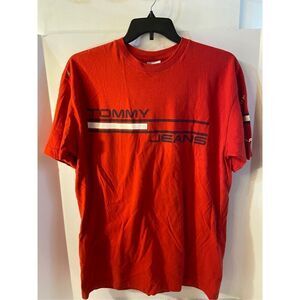Tommy Jeans 90? vintage tshirt red Spellout large rn#66476 L